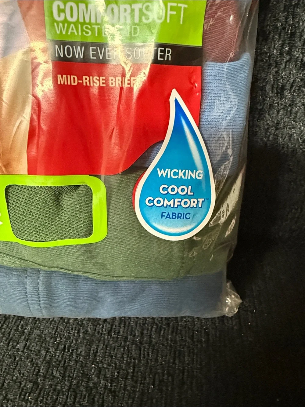 Hanes Tagless Briefs Pack - Blue, Green, Navy Assorted (6 Pack)
